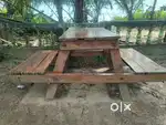 Wooden chair and bunk bed