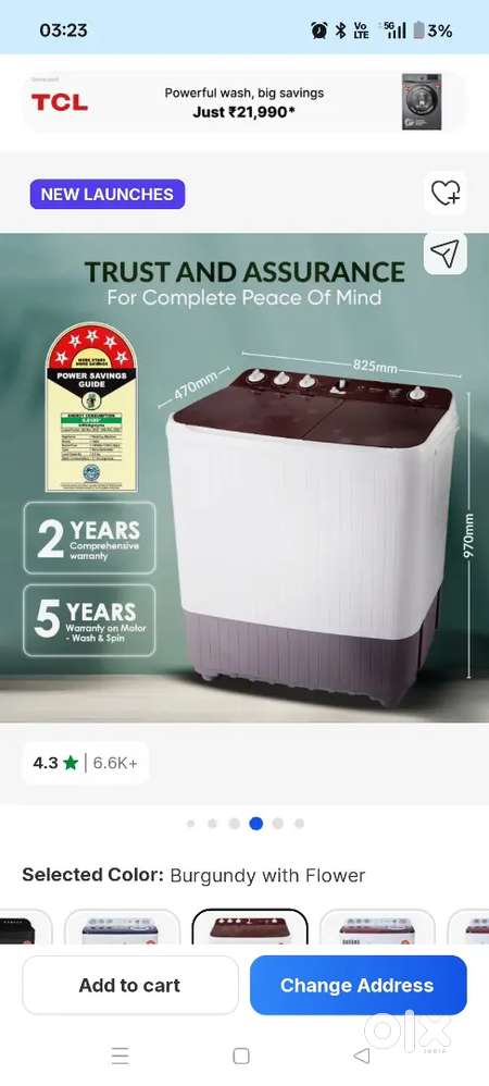 Top class working semi automatic washing machine