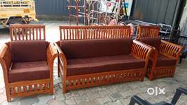 New wooden 3+1+1 sofa at reasonable price warranty also available