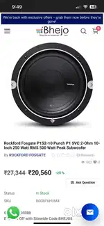 Rockford prime R125-2 car amplifier 10inch sub