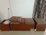 Premium 4-Seater Sagwan Wood Setty with Storage & Wheels