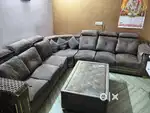 Luxury 7-Seater L-Shaped Sofa Set with Center Table