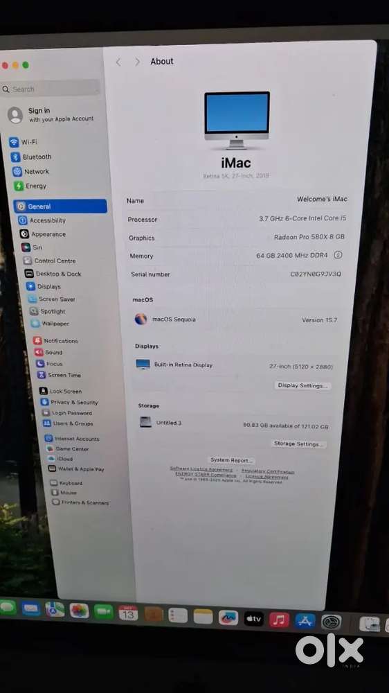 Imac 27 5k retina display 2019 core i5 64gb ram  radeon pro 8gb grapic