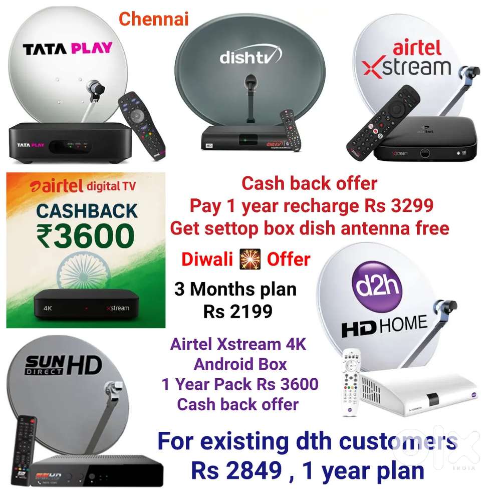 AIRTEL DTH ! TATÀ ! SUNDIRECT ! PLÀY ! DISHTV ! VIDEOCON D2H ! LED TV
