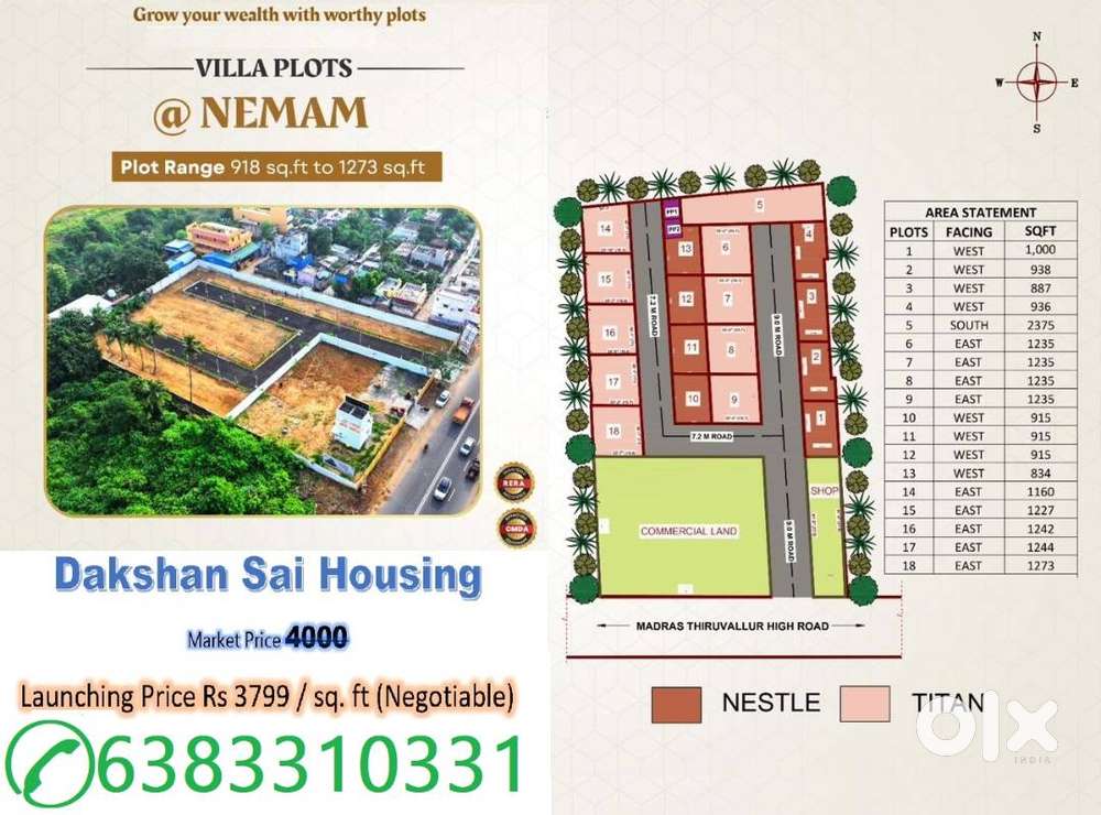 Onroad Poonamallee Nemam Plots CMDA RERA Approved
