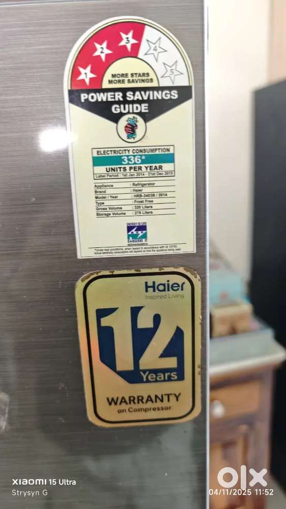 Haier 320 liter, 3 star fridge