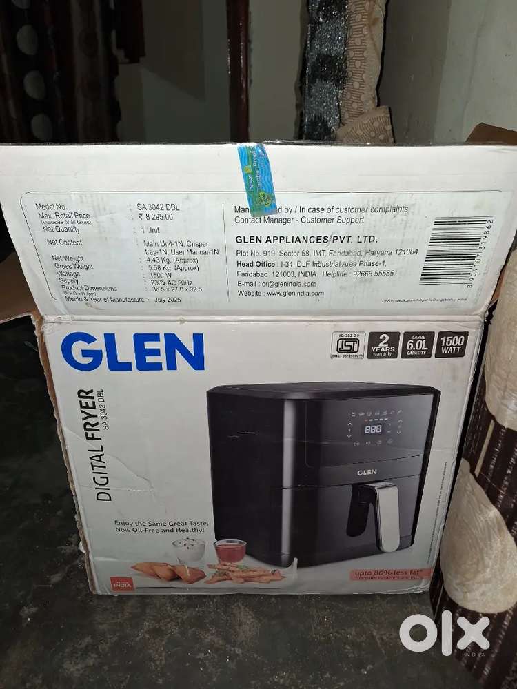 Air fryer brand new glen 6 liter only box open not used