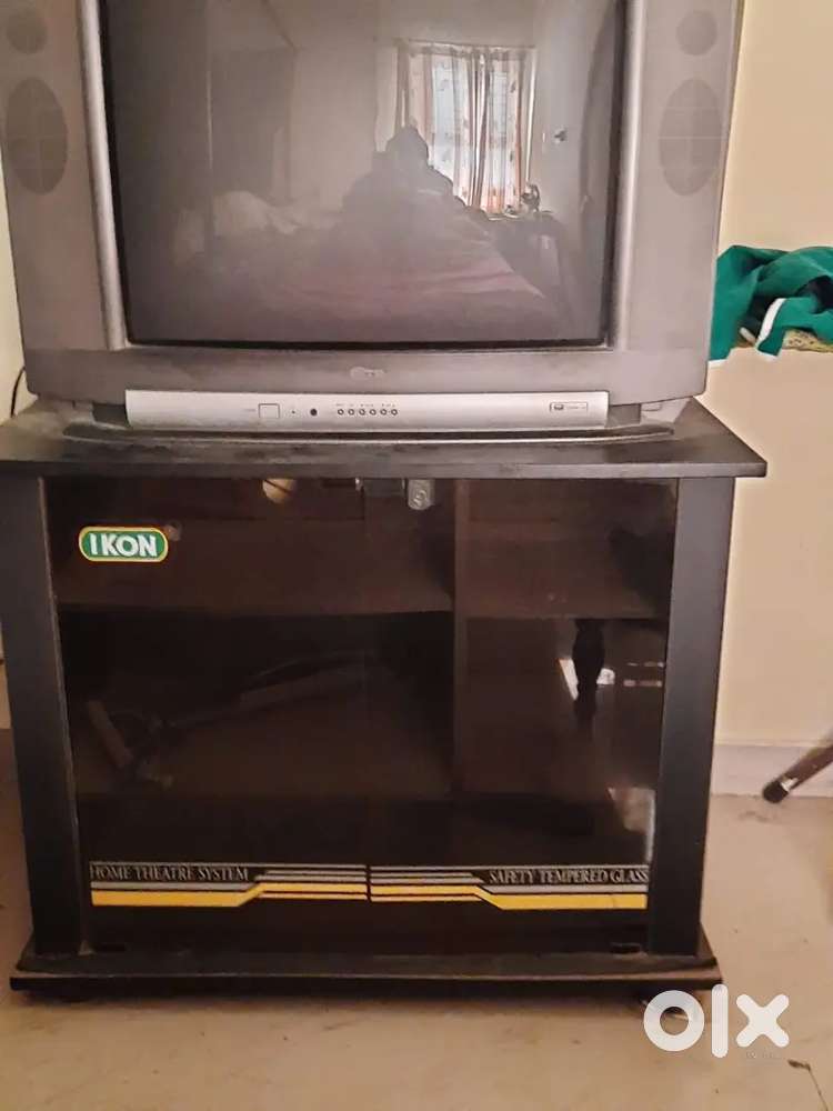 Television with stand.