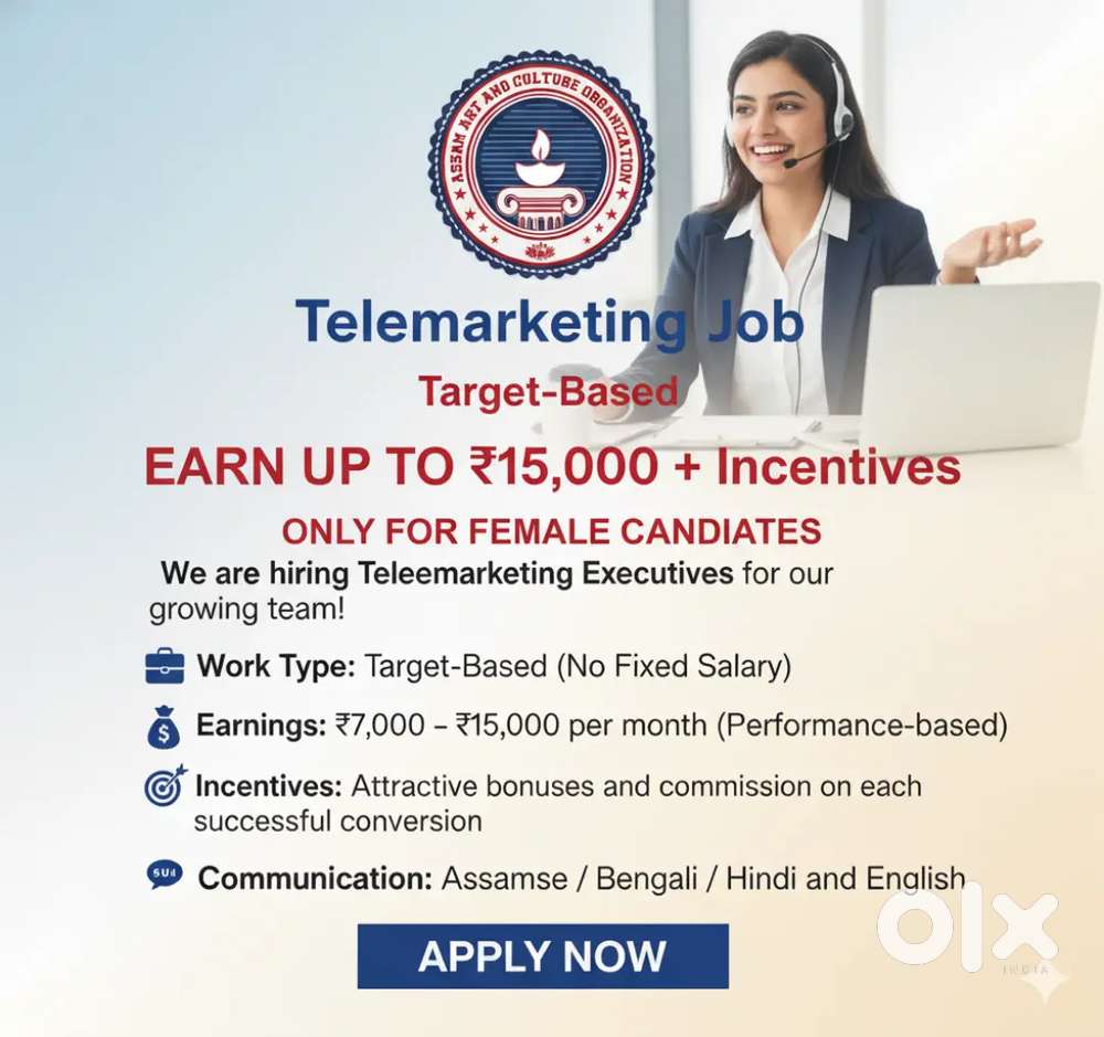 Telemarketing Job  Target-Based  Earn 7k to 15k  + Incentives