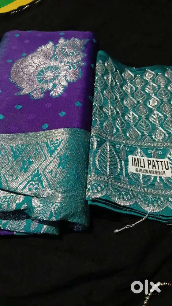 Pattu saree with embroidery work blouse