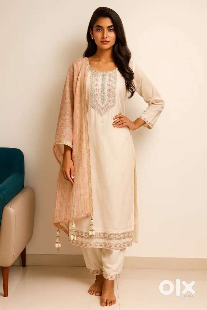 New White flower kurti set
