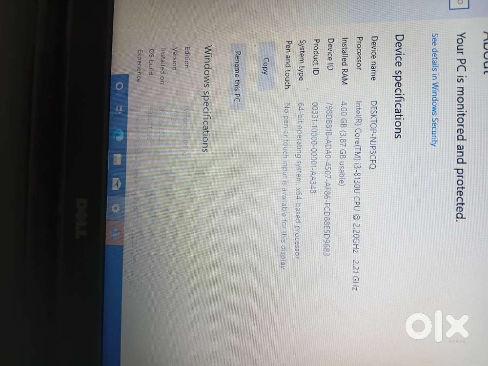 I3 8th generation 1TB 4GB RAM