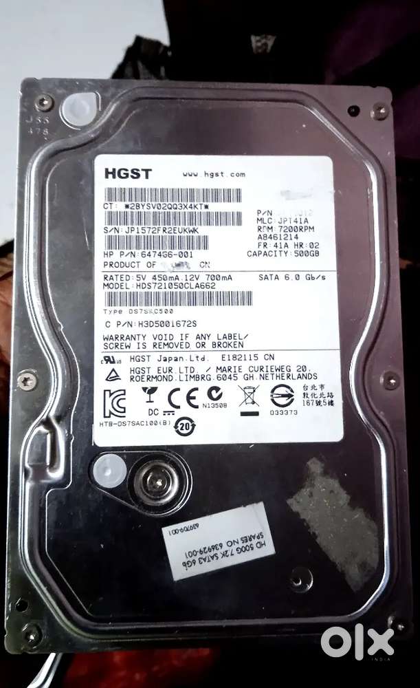 500GB Hitachi Harddisk Sata