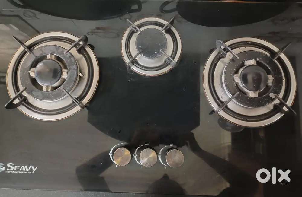 Seavy glass top 3 burner gas stove