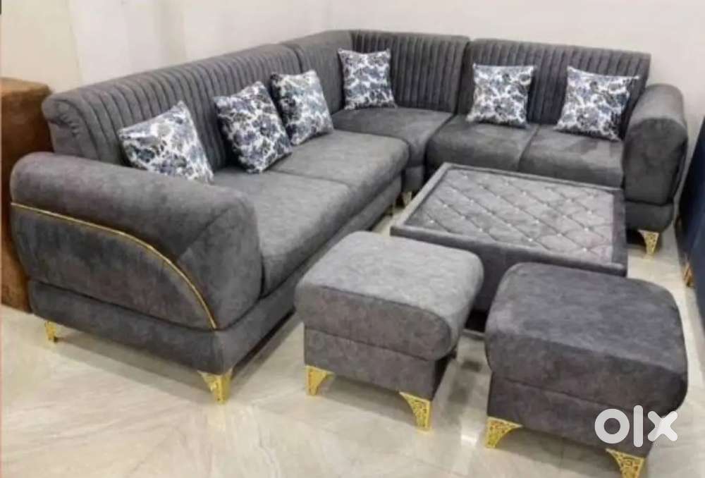 L shape sofa grey colour