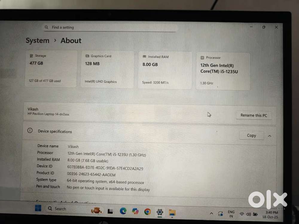 HP Laptop i5 12th Generation 8gb+500gb