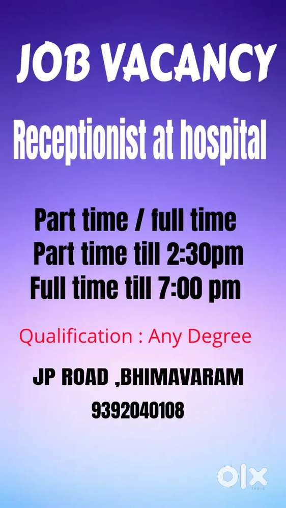 Receptionist at hospital