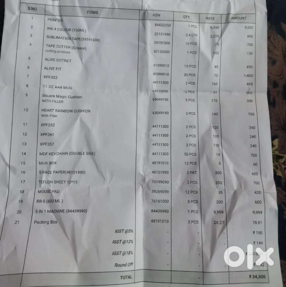 Sublimation printing setup