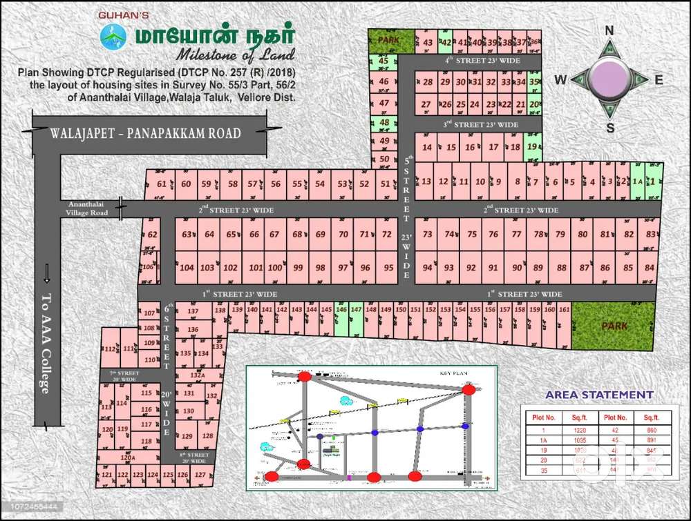 Dtcp approved plot walajapet to Anandalai villege plot no.2 and3.