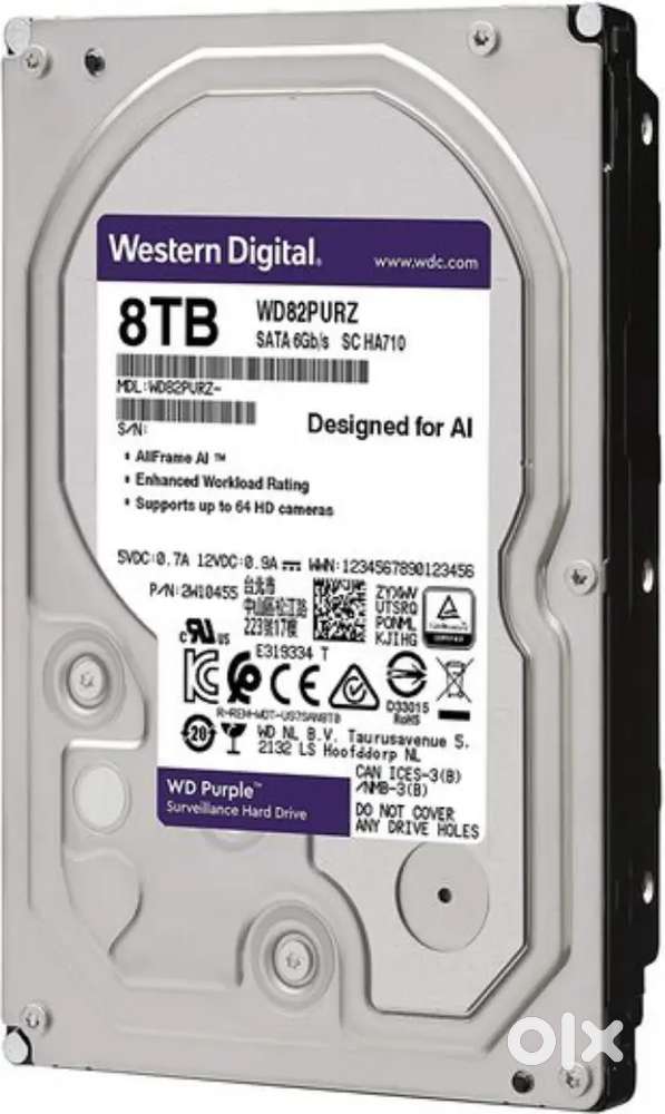 Western digital 8 tb internal harddisk in purple colour
