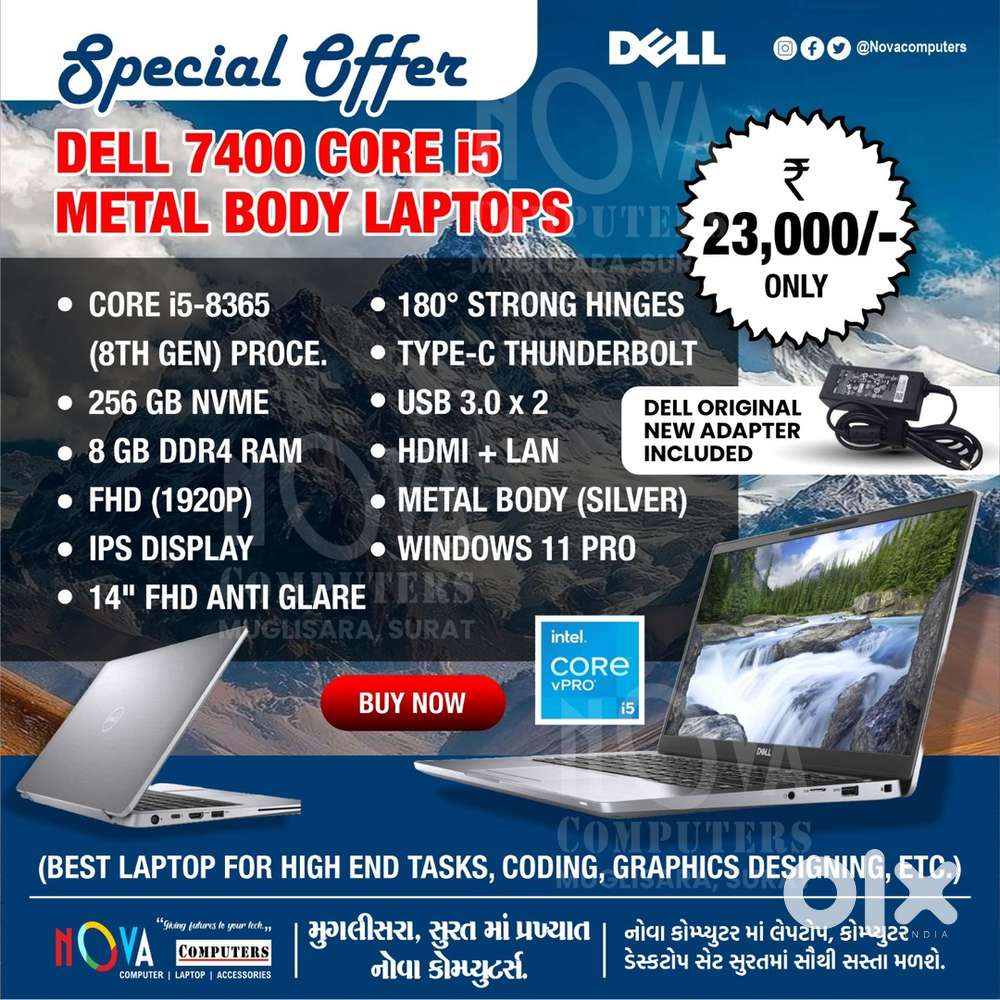 Dell business class laptop i5 8th metal body 256gb nvme 8gb ram