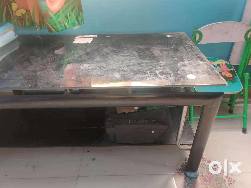 Glass table, trolley, computer table,  ikea cloth rack