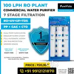 100 LPH Commercial RO Water Purifier Plant Filter for Hostels, Hotels