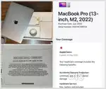 Apple MacBook Pro 13 Inch M2 / 8GB + 256GB - AppleCare+ till May 2027.