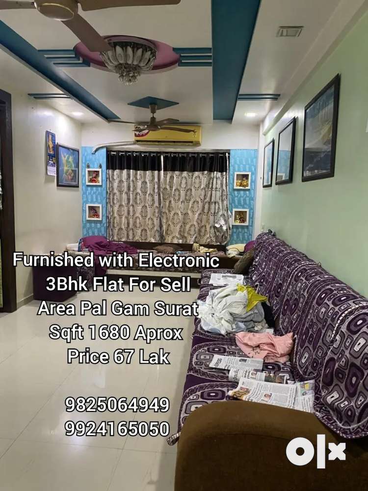 Furnished with electronic 3 bhk Flat for Sell Pal Gam Adajan Surat