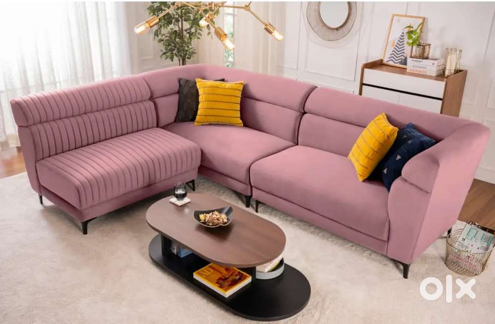Pink colour velvet fabric sofa