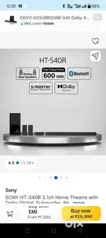 Sony 3D Blu Ray home theatre model number  HT S40R