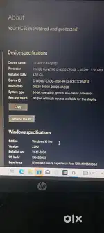Computer hp(cpu hp, moniter16 hp, keyboard, mouse and ups with cable)
