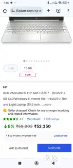 Hp laptop i5 11th gen