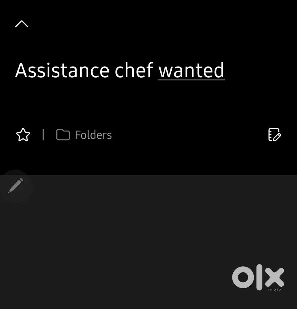 Assistant chef wanted .