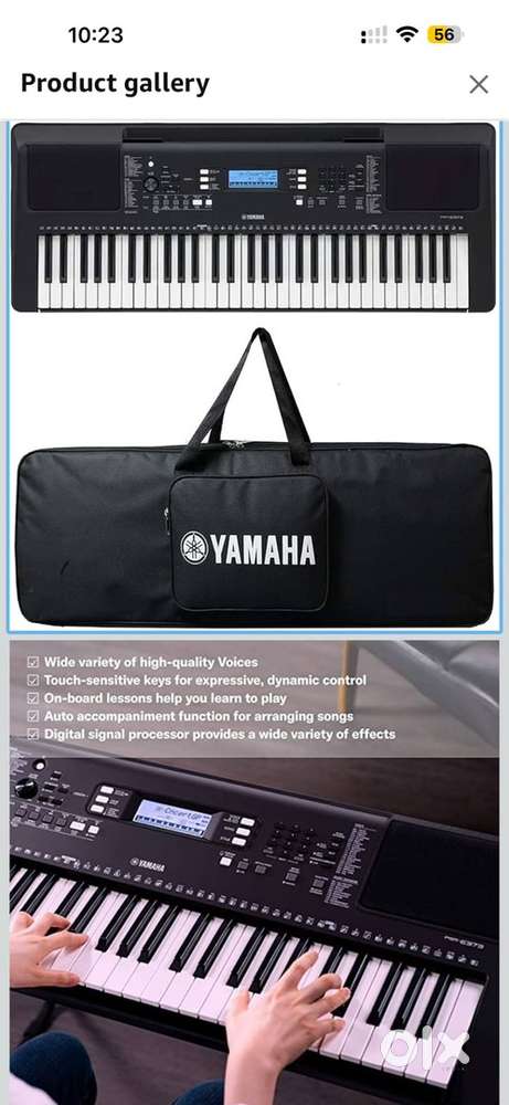 Yamha PSR-E373 61-keys Portable Keyboard with adaptor + Stand + Bajaao