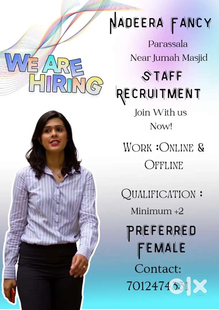 Required a Lady staff For a Fancy