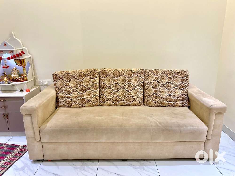 Beige Sofa cum Bed