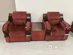 3 + 2 Well Maintained Sofa with Centre Glass Top Table