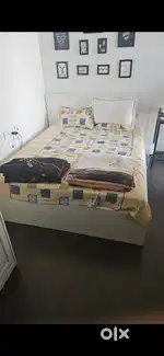 IKEA BRANDED BED, POCKET SPRING MATTRESS AND WARDROBE- 1 YEAR USED