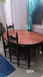 Classic 4-Seater Wooden Dining Table Set (3 chairs included)