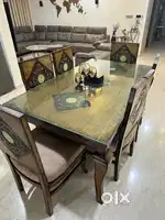 Designer teak wood dining table 6 seater in new condition