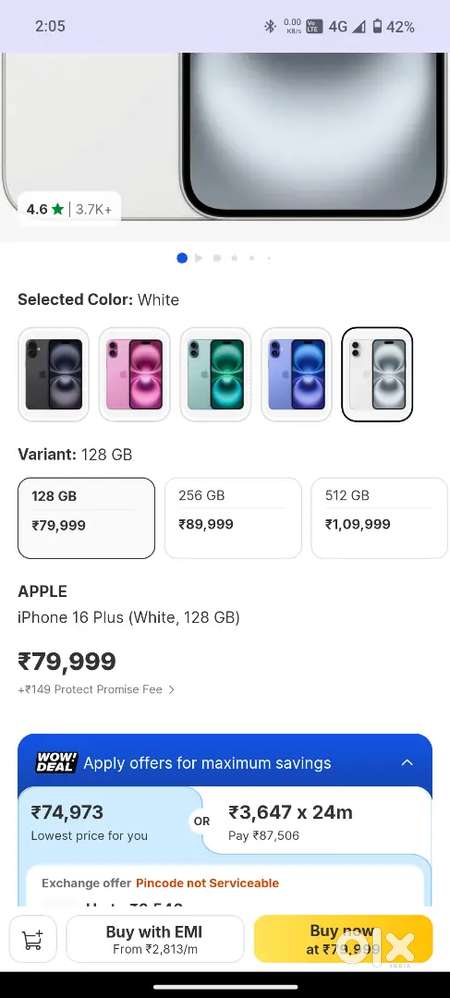 I phone 16plus white seal pack