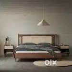 Brand new cane design solid wooden double bed