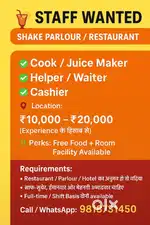 A good experience chef needed , shake parlour,