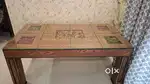 6-Seater Wooden Dining Table Set with Chairs and Glass Top