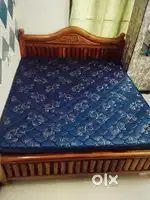 King size Burma Teak Wood Cot With Spring Mattress 78x75