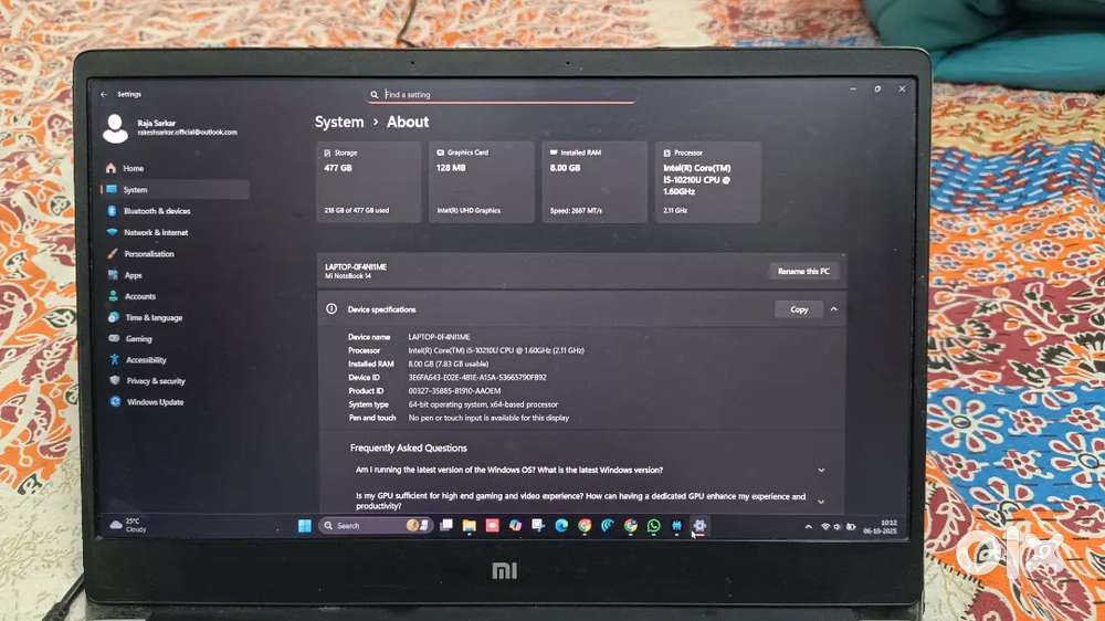 Mi Notebook 14 - i5 10th Gen, 8GB RAM, 512GB SSD - 2.5 Years Old