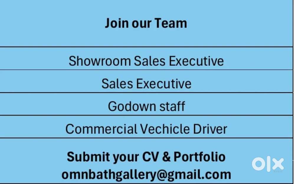 Sales Executive, Showroom sales Executive & Drivers