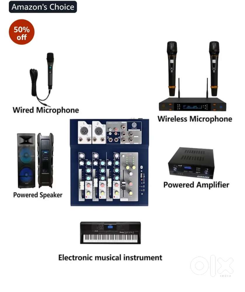 DIGIMORE Audio Mixer 4 Channel  Mixer with 48V Phantom powerb