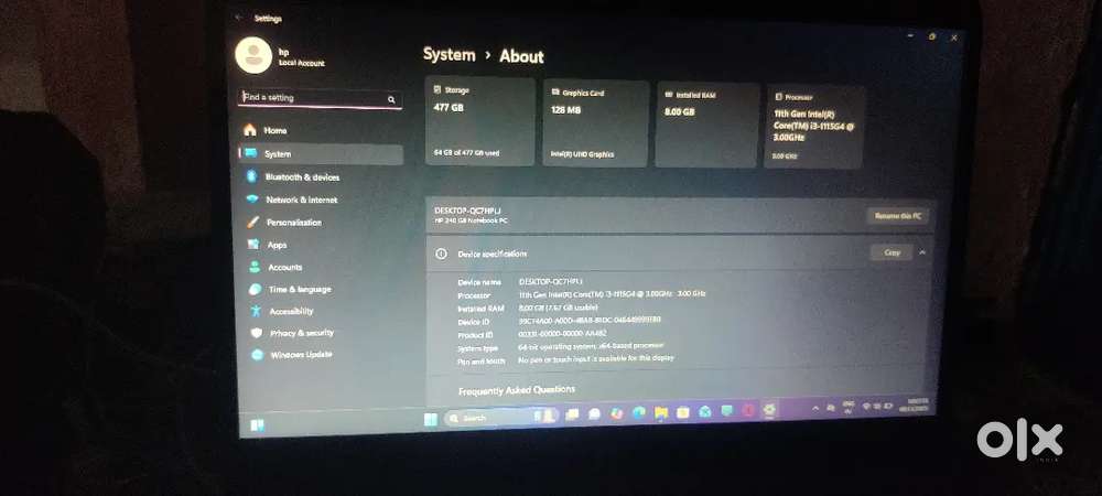 Hp notebook 240g8 i3 11gen